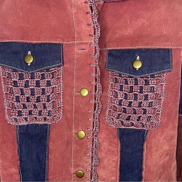 Wilson’s Leather Vintage Cowgirl Pink & Purple Suede Leather & Crochet Jacket S - Picture 9 of 9